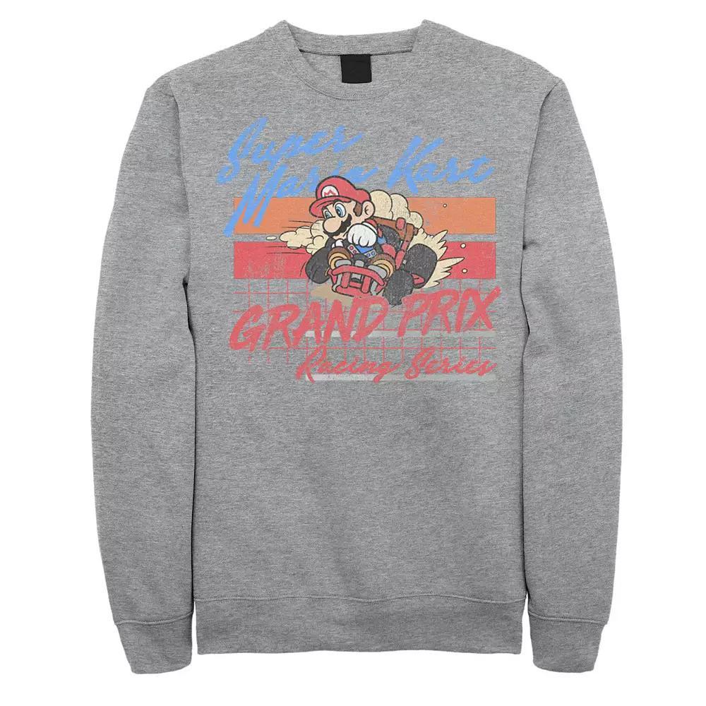 Big & Tall Super Mario Kart Grand Prix Poster Graphic Fleece Pullover, Men's, Size: XXL Tall, Athletic Grey Product Image