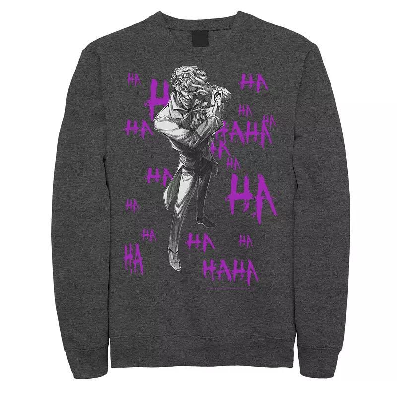 Men's DC Comics Joker HAHAHA Portrait Sweatshirt, Size: XL, Grey Heather Product Image