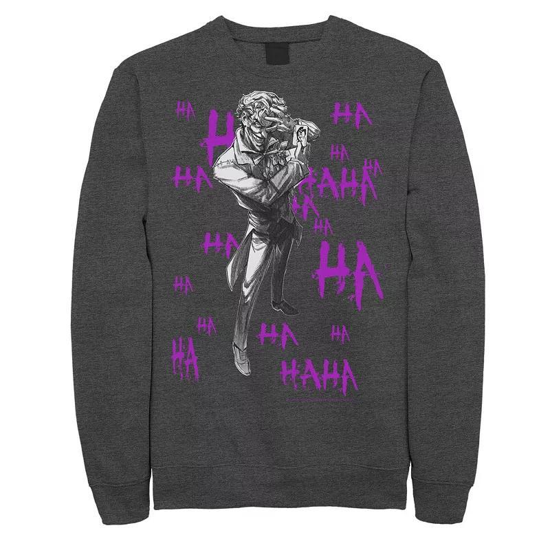 Men's DC Comics Joker HAHAHA Portrait Sweatshirt, Size: XL, Grey Heather Product Image