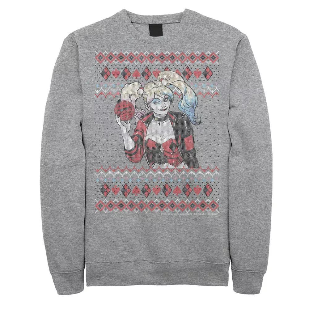 Mens DC Comics Batman Harley Quinn Ornament Knit Style Fleece Product Image