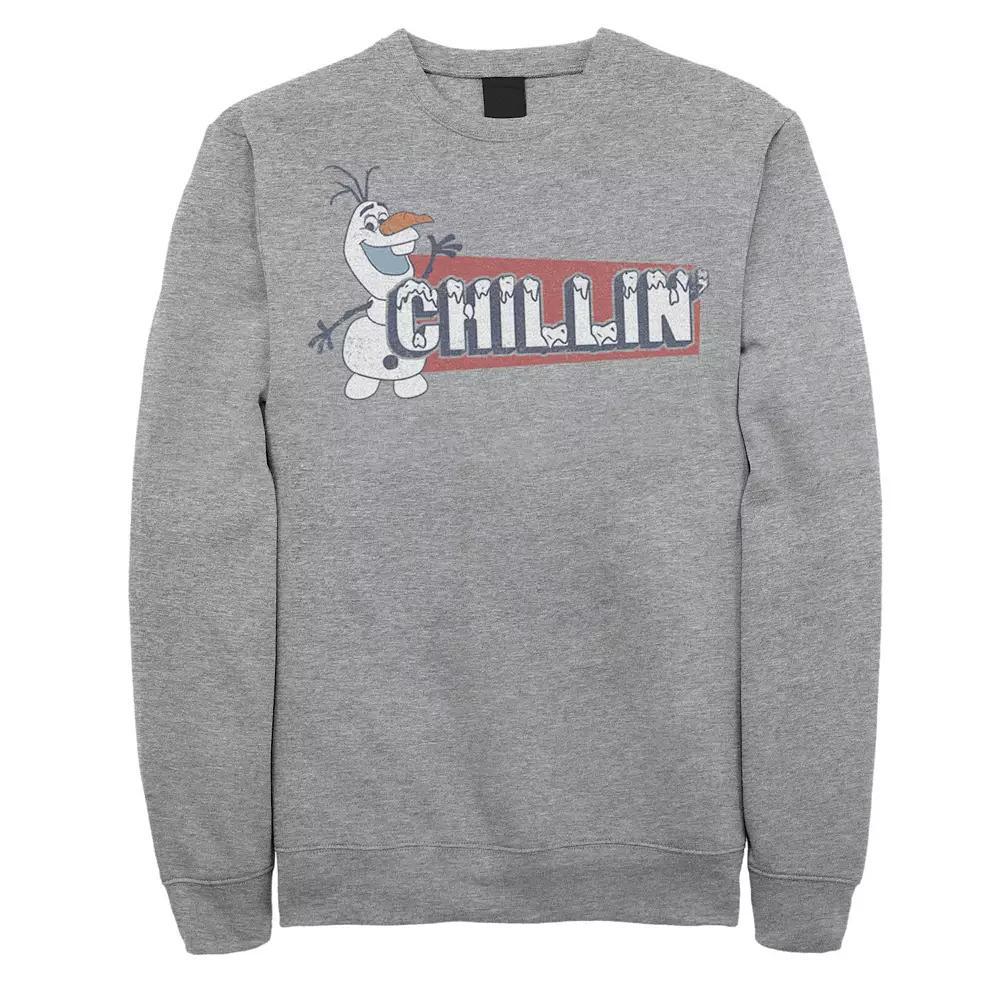 Disneys Frozen Olaf Mens Chillin Red Block Text Sweatshirt Athletic Grey Product Image