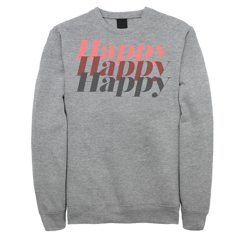 Men's Fifth Sun Happy Text Stack Sweatshirt, Size: Large, Athletic Grey Product Image