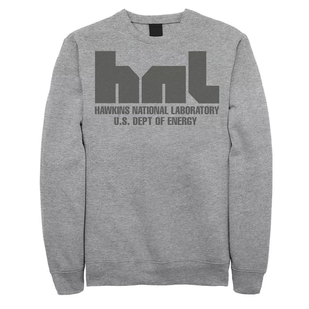 Men's Stranger Things HNL Hawkins National Laboratory Logo Sweatshirt, Size: Small, Athletic Grey Product Image