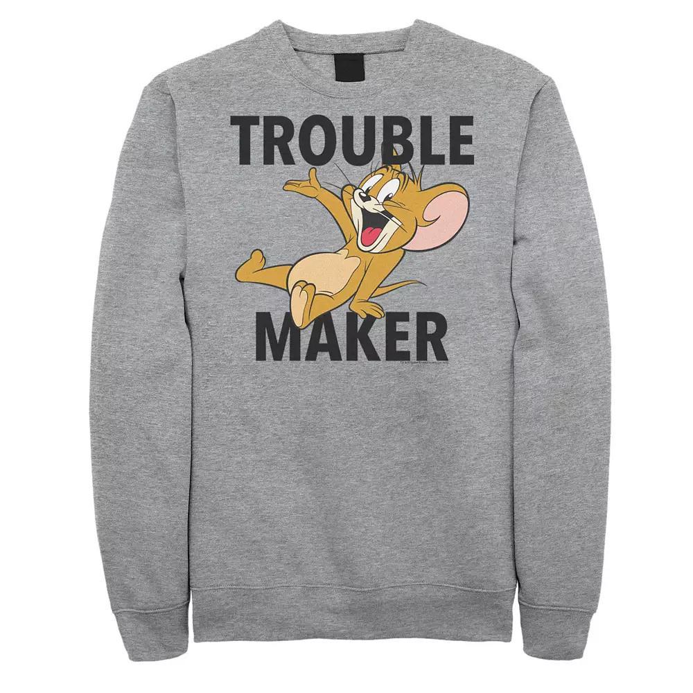 Big & Tall Tom and Jerry Troublemaker Portrait Graphic Fleece, Men's, Size: XL Tall, Athletic Grey Product Image