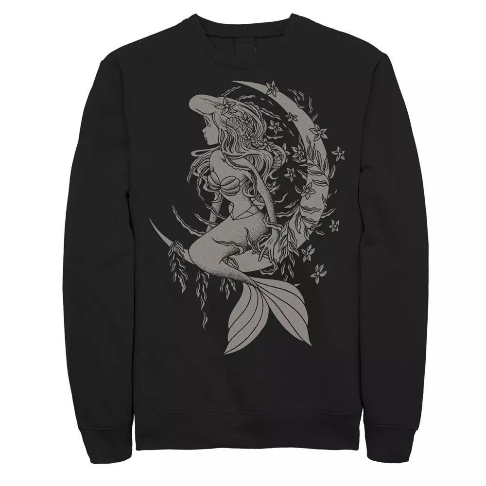 Disney's Little Mermaid Big & Tall Ariel Tattoo Style Portrait Fleece Graphic Pullover, Men's, Size: 3XL, Black Product Image