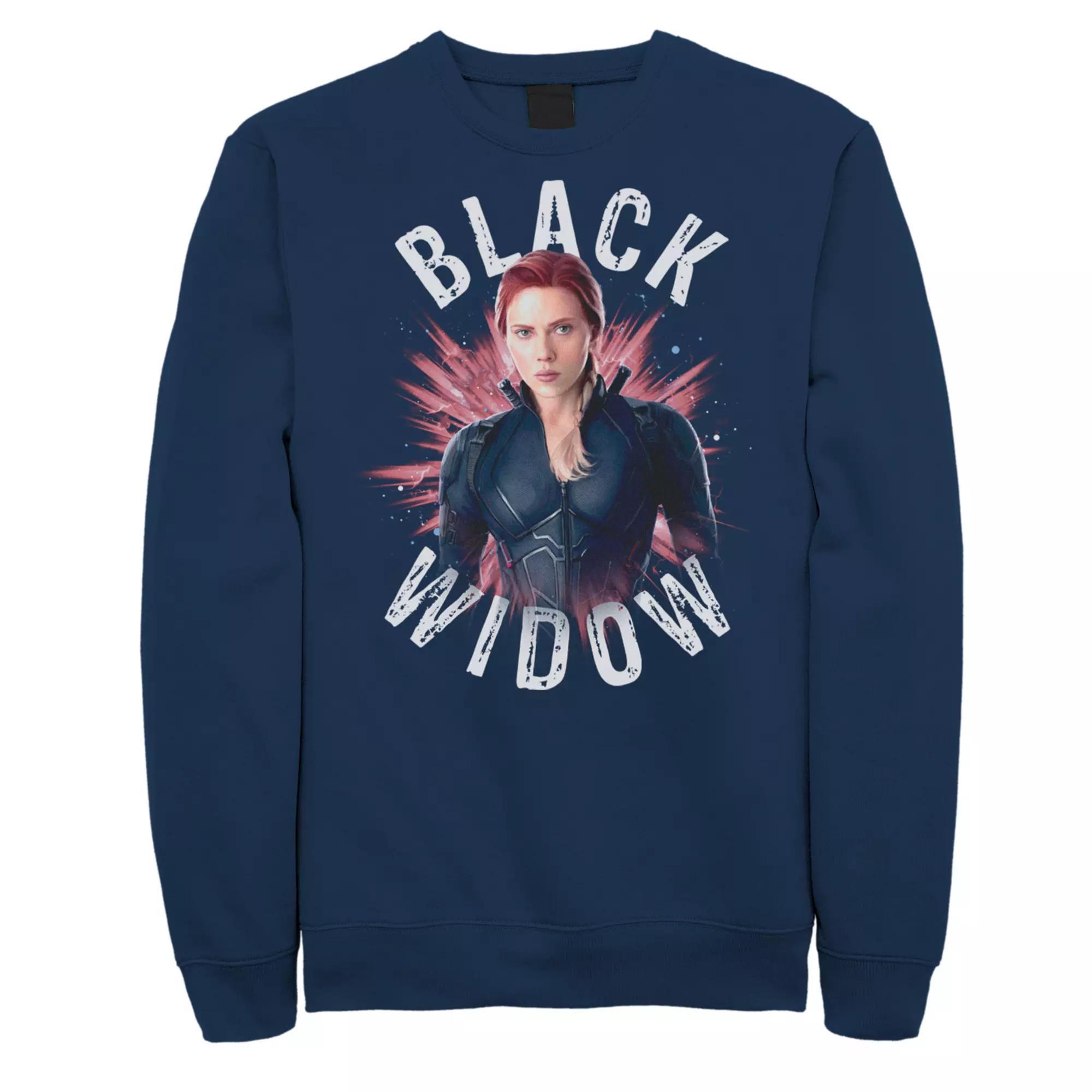 Men's Marvel Black Widow Burst Sweatshirt, Size: 3XL, Blue Product Image