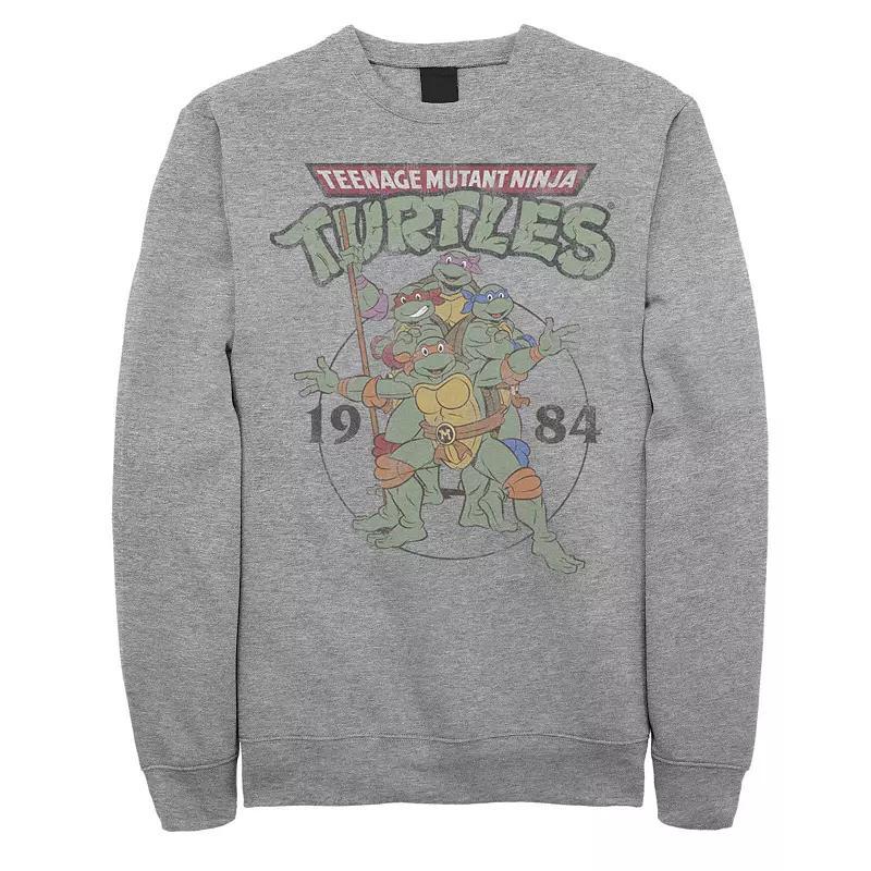 Men's Ninja Turtles Vintage 1984 Goofy Group Shot Fleece, Size: XL, Athletic Grey Product Image