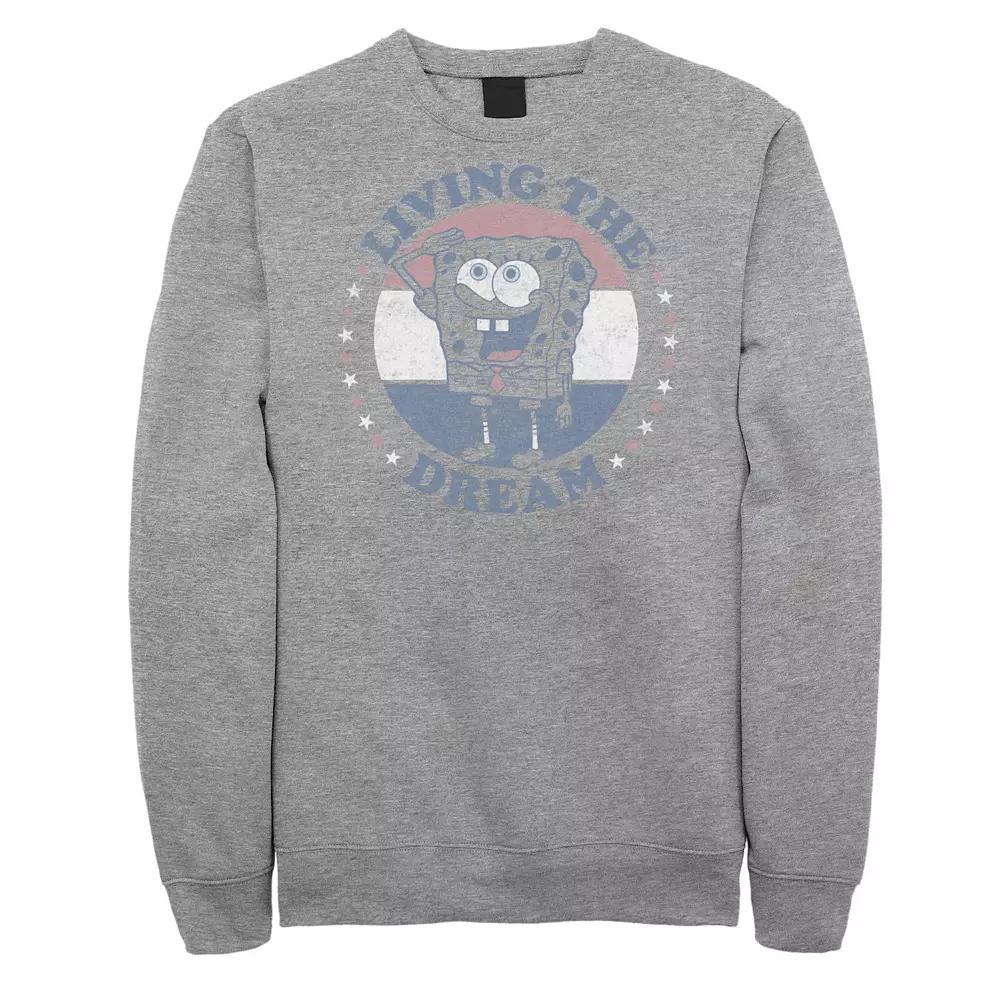 Men's Spongebob Living The Dream Americana Portrait Fleece, Size: Small, Athletic Grey Product Image