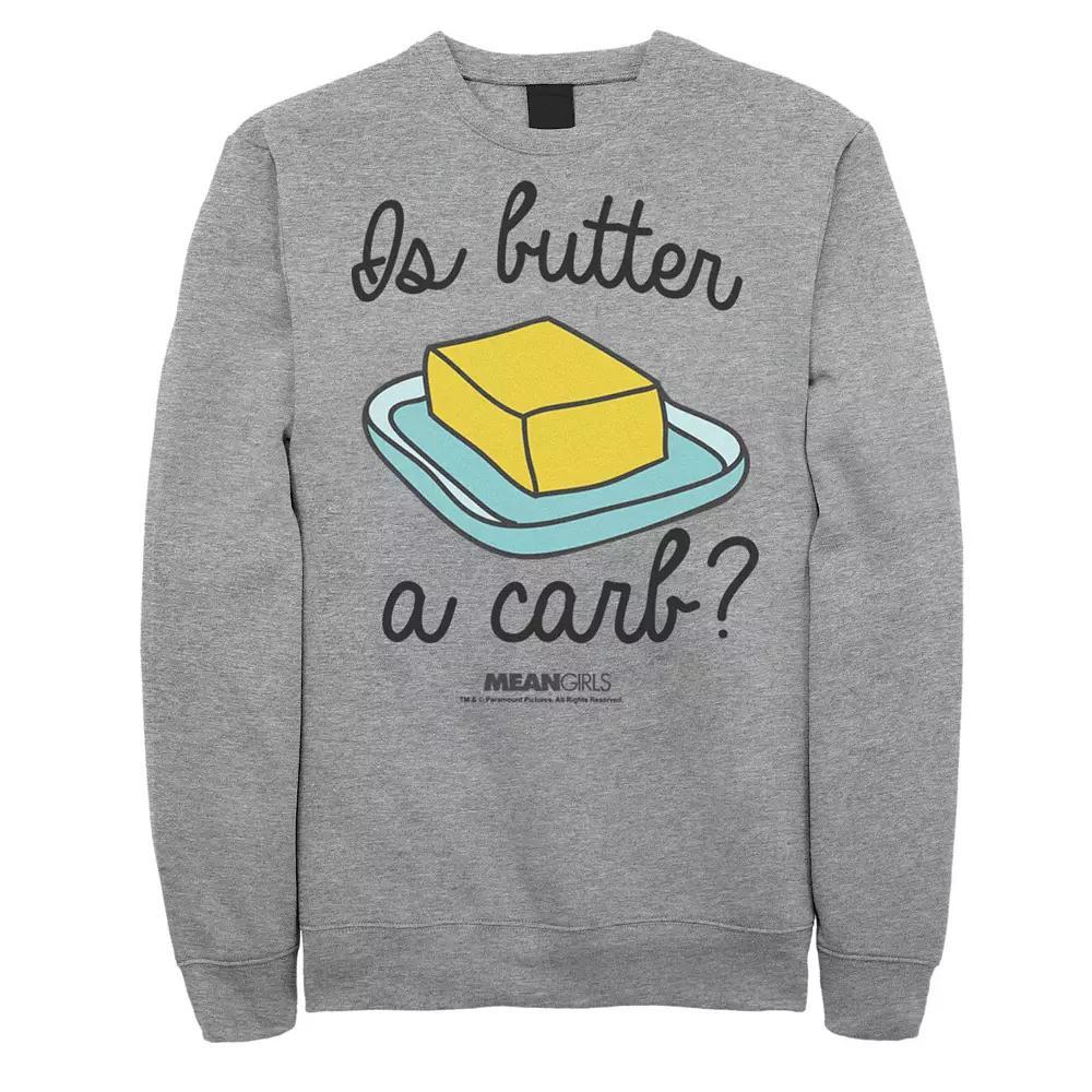 Men's Mean Girls Is Butter A Carb Script Sketch Fleece, Size: Medium, Athletic Grey Product Image