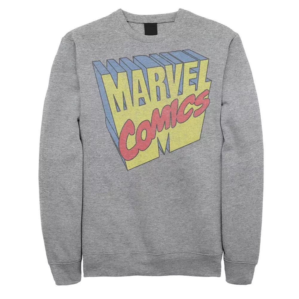 Men's Marvel Comics Three Dimensional Logo Sweatshirt, Size: Small, Athletic Grey Product Image