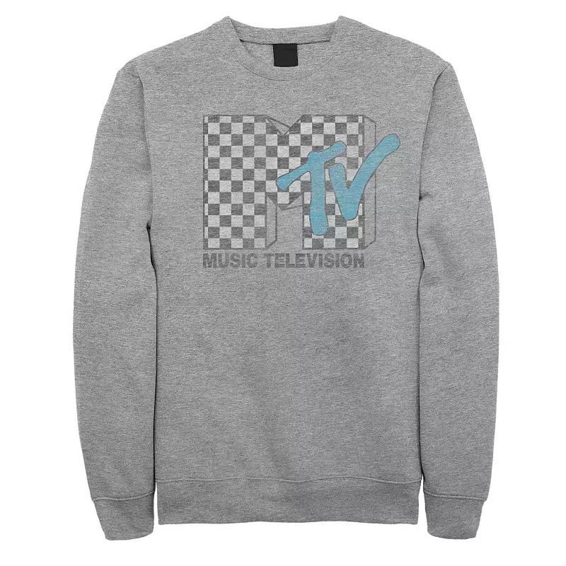 Men's Mtv Checkered Logo Sweatshirt, Size: Large, Athletic Grey Product Image