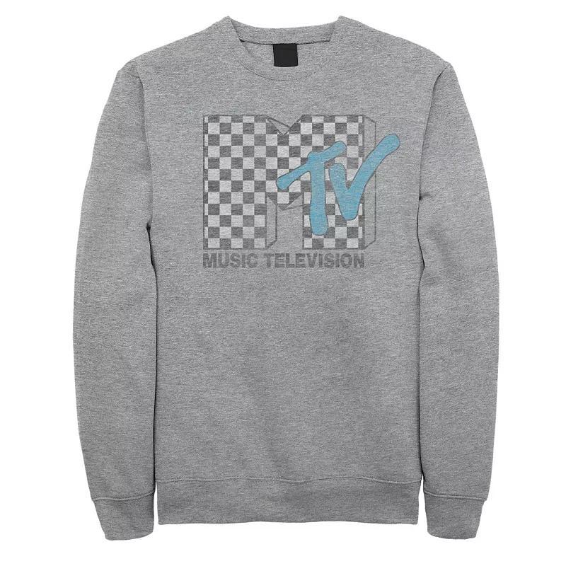 Men's Mtv Checkered Logo Sweatshirt, Size: Large, Athletic Grey Product Image