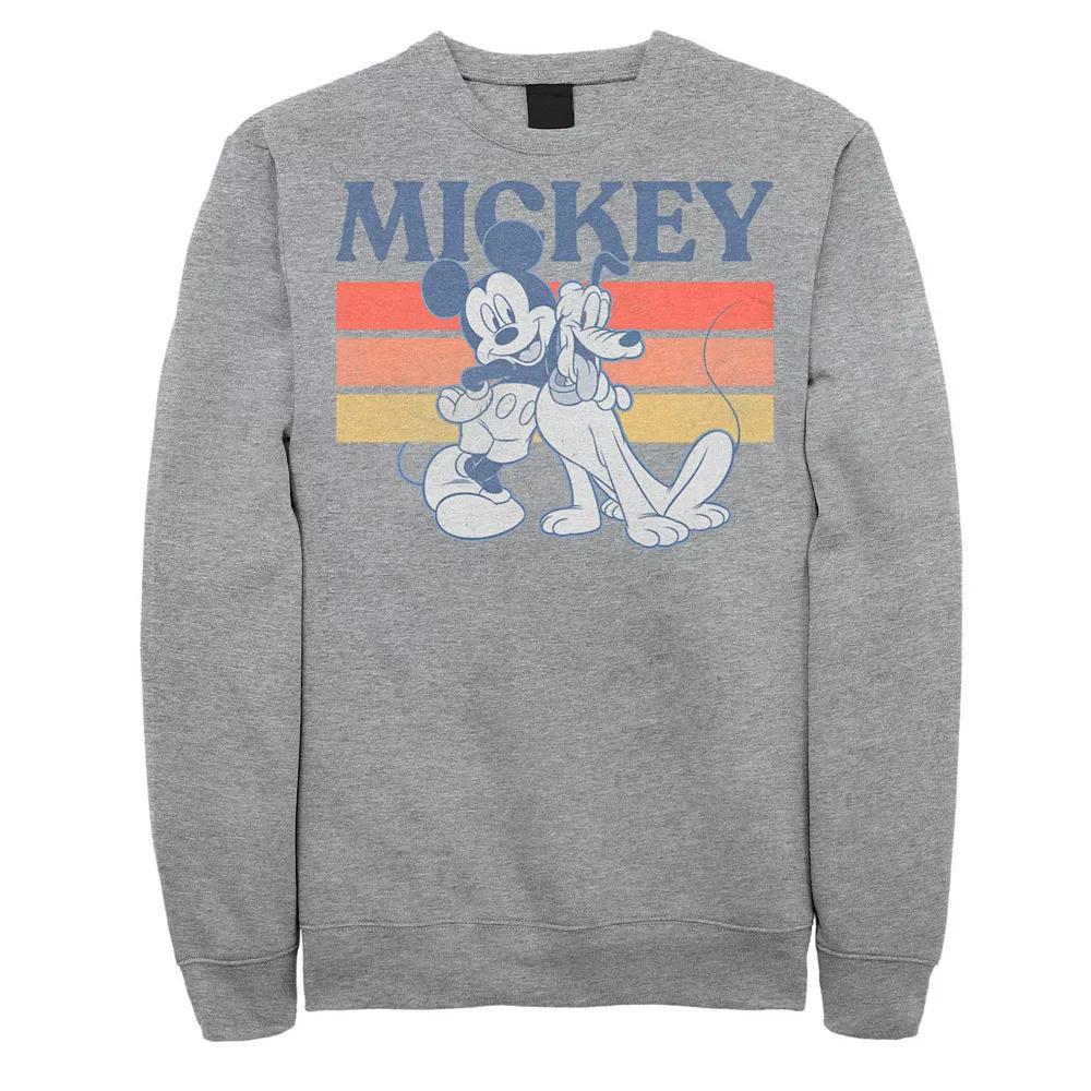Disney's Mickey And Friends Mickey And Pluto Men's Retro Line Sweatshirt, Size: XXL, Athletic Grey Product Image