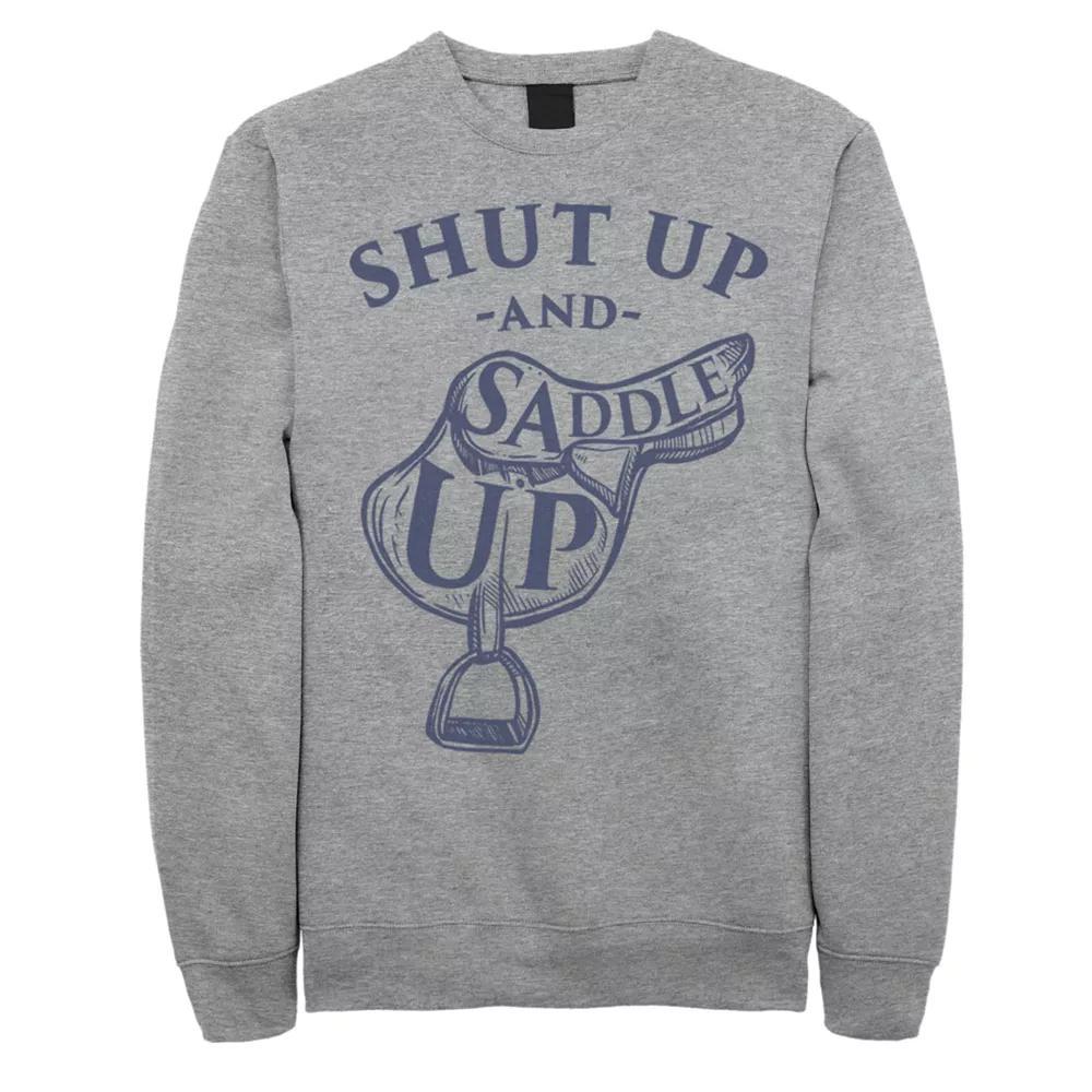 Men's Shut Up And Saddle Up Sweatshirt, Size: Small, Athletic Grey Product Image