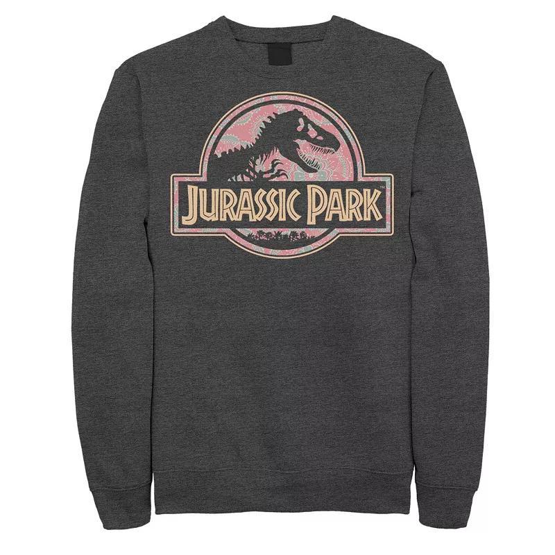 Men's Jurassic Park Floral Circle Logo Sweatshirt, Size: Medium, Grey Heather Product Image