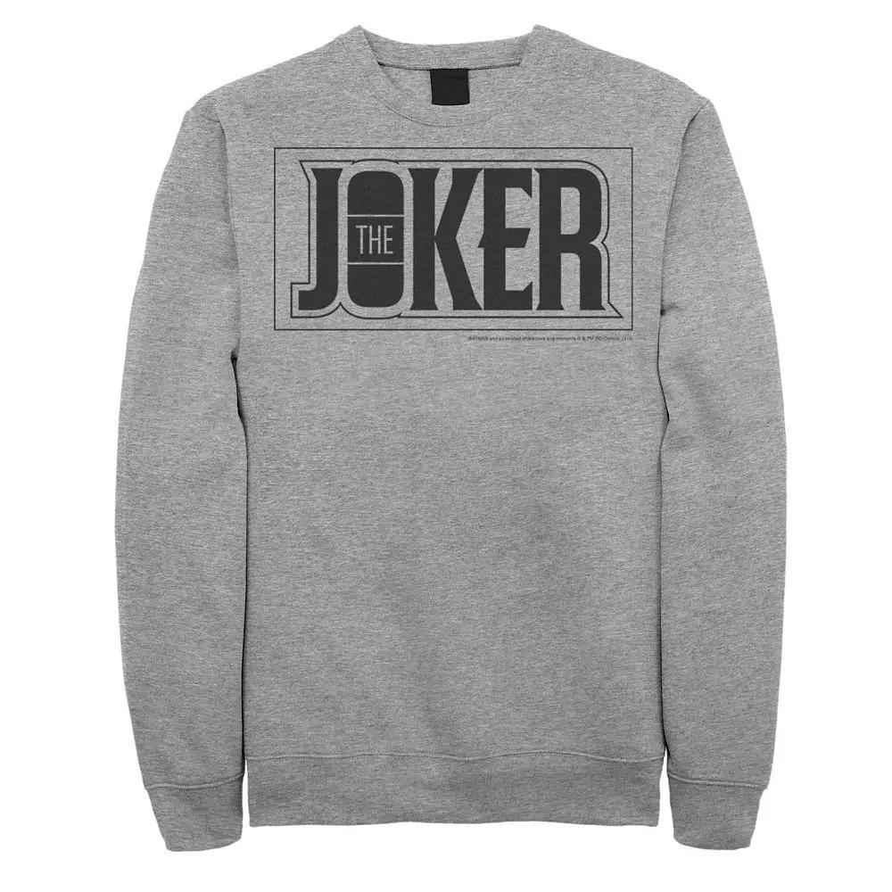 Men's DC Comics The Joker Bold Text Poster Sweatshirt, Size: XXL, Athletic Grey Product Image