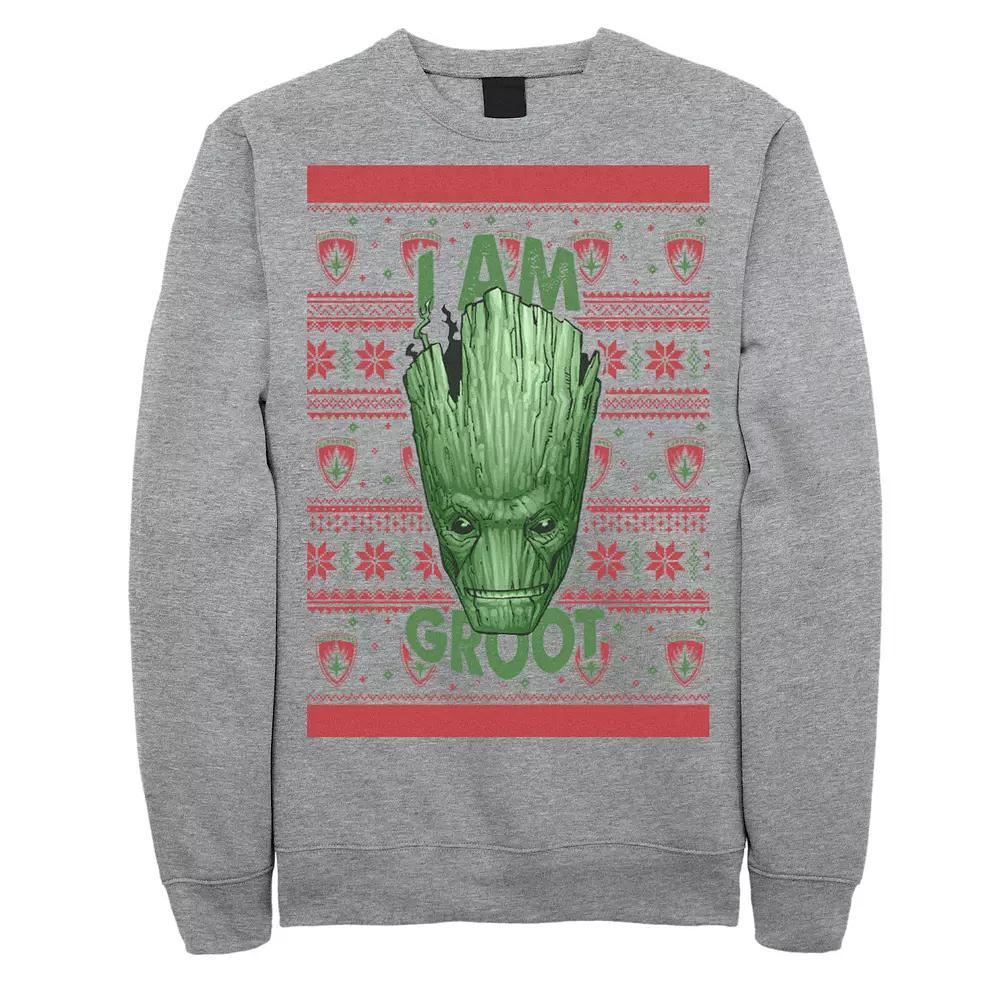 Men's Marvel Guardians of the Galaxy "I AM GROOT" Sweatshirt, Size: XL, Athletic Grey Product Image