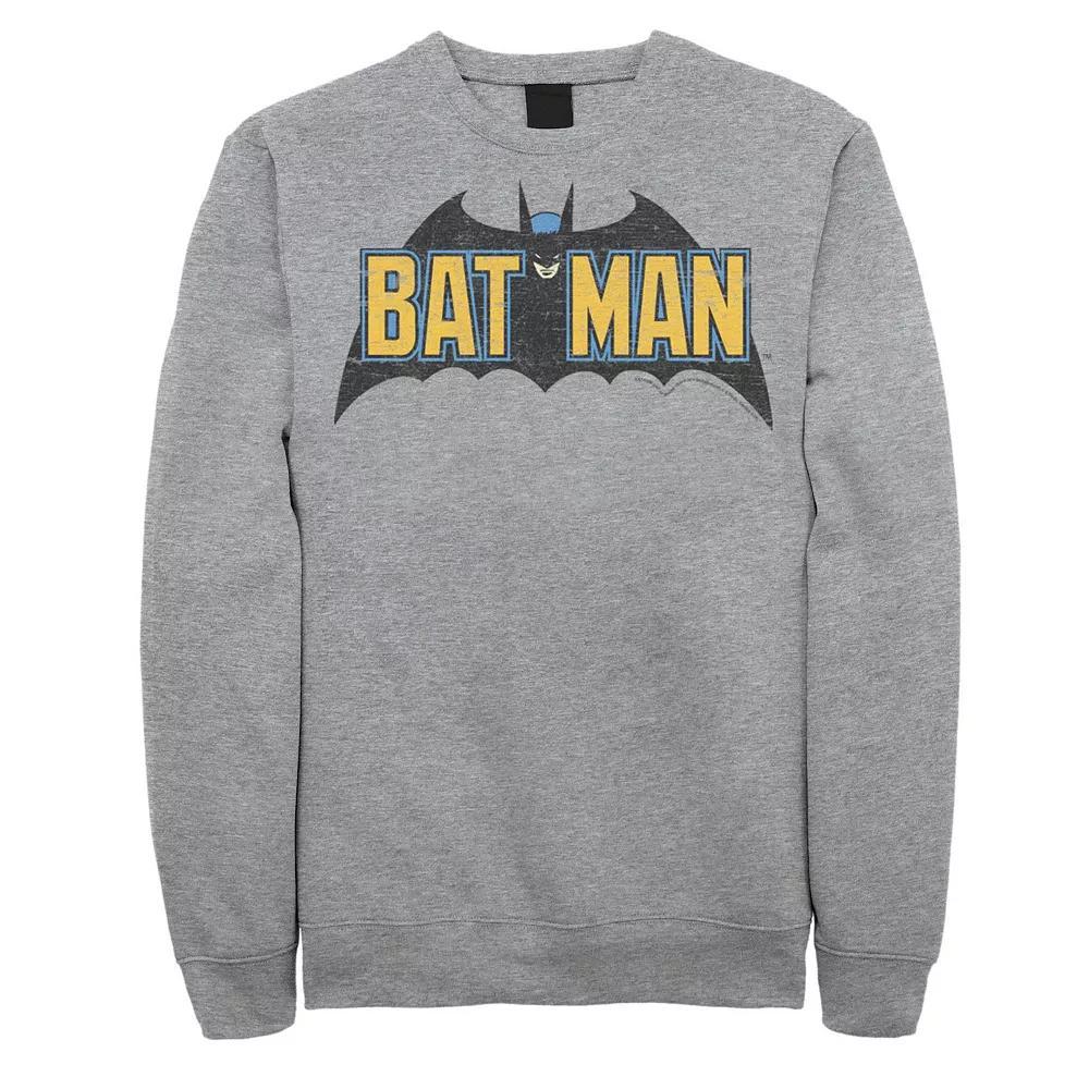 Big & Tall DC Comics Batman Distressed Vintage Text Logo Graphic Fleece Pullover, Men's, Size: 4XL, Athletic Grey Product Image
