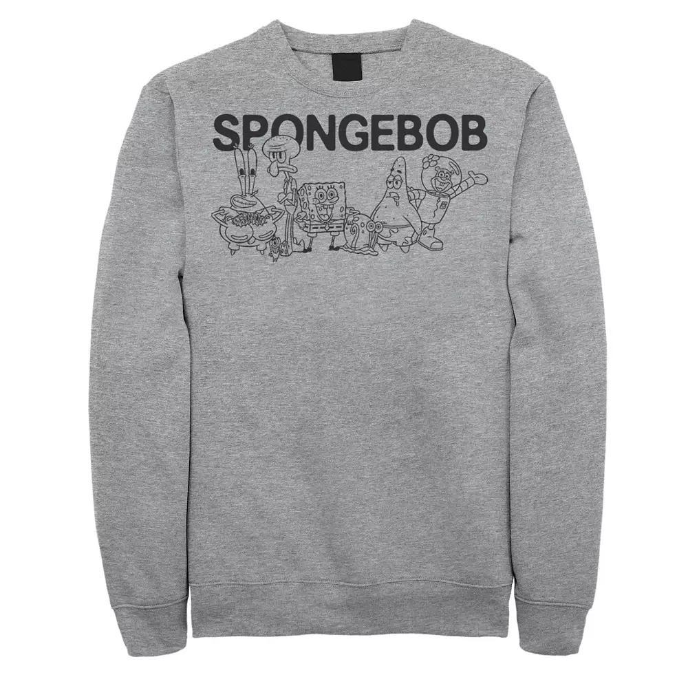 Men's SpongeBob Group Shot Outlines Sweatshirt, Size: Large, Athletic Grey Product Image