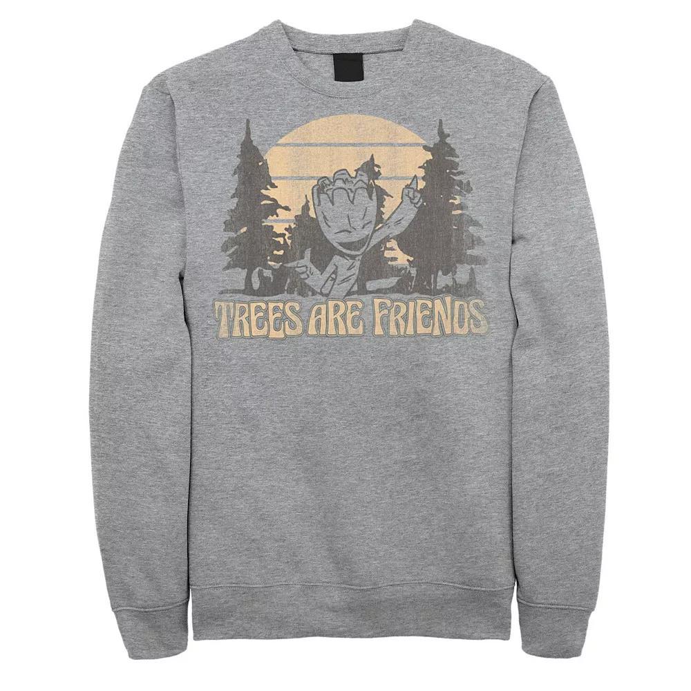 Men's Marvel Guardians Of The Galaxy Groot Trees Are Friends Sweatshirt, Size: Small, Athletic Grey Product Image