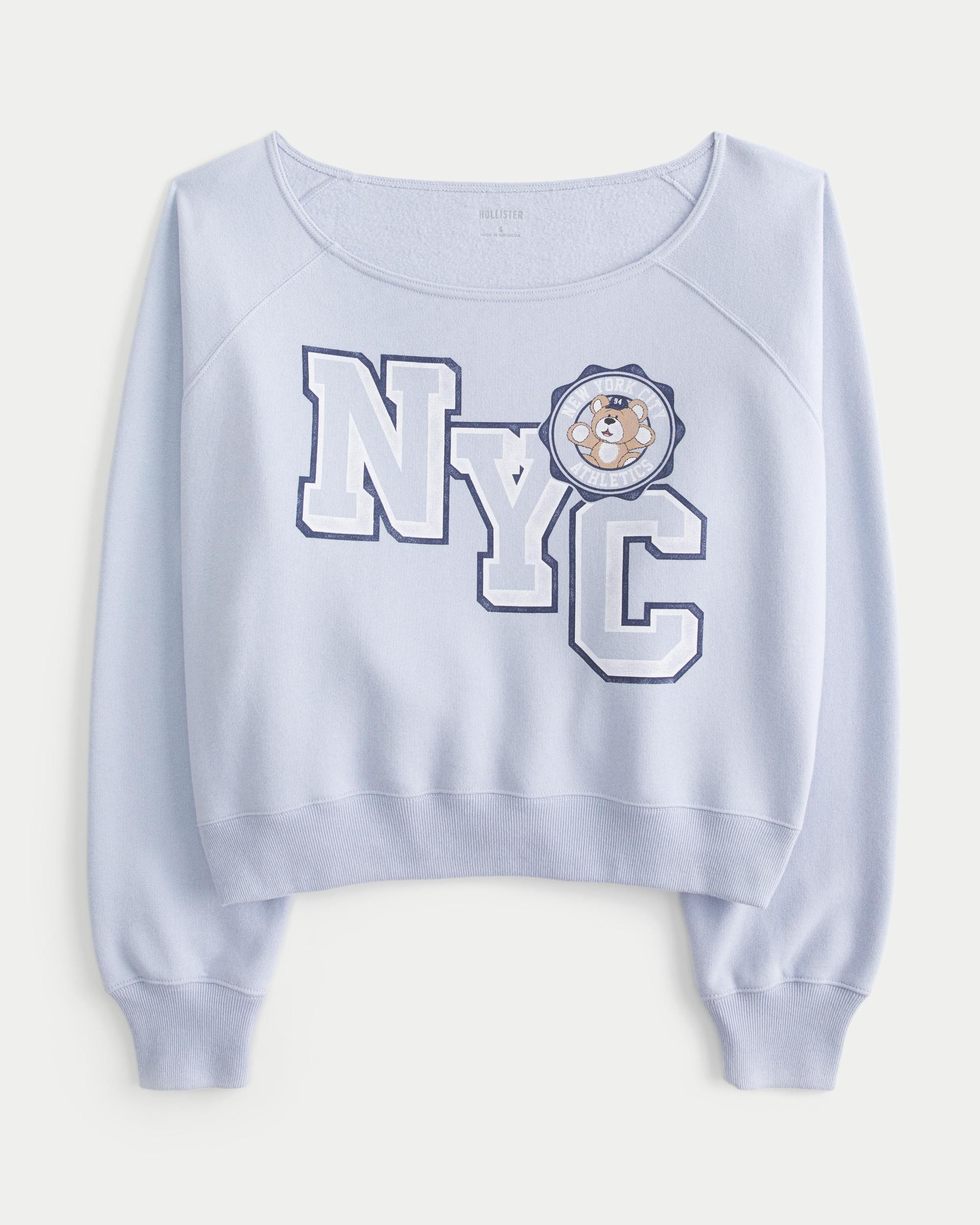 Easy Off-the-Shoulder NYC Graphic Sweatshirt Product Image