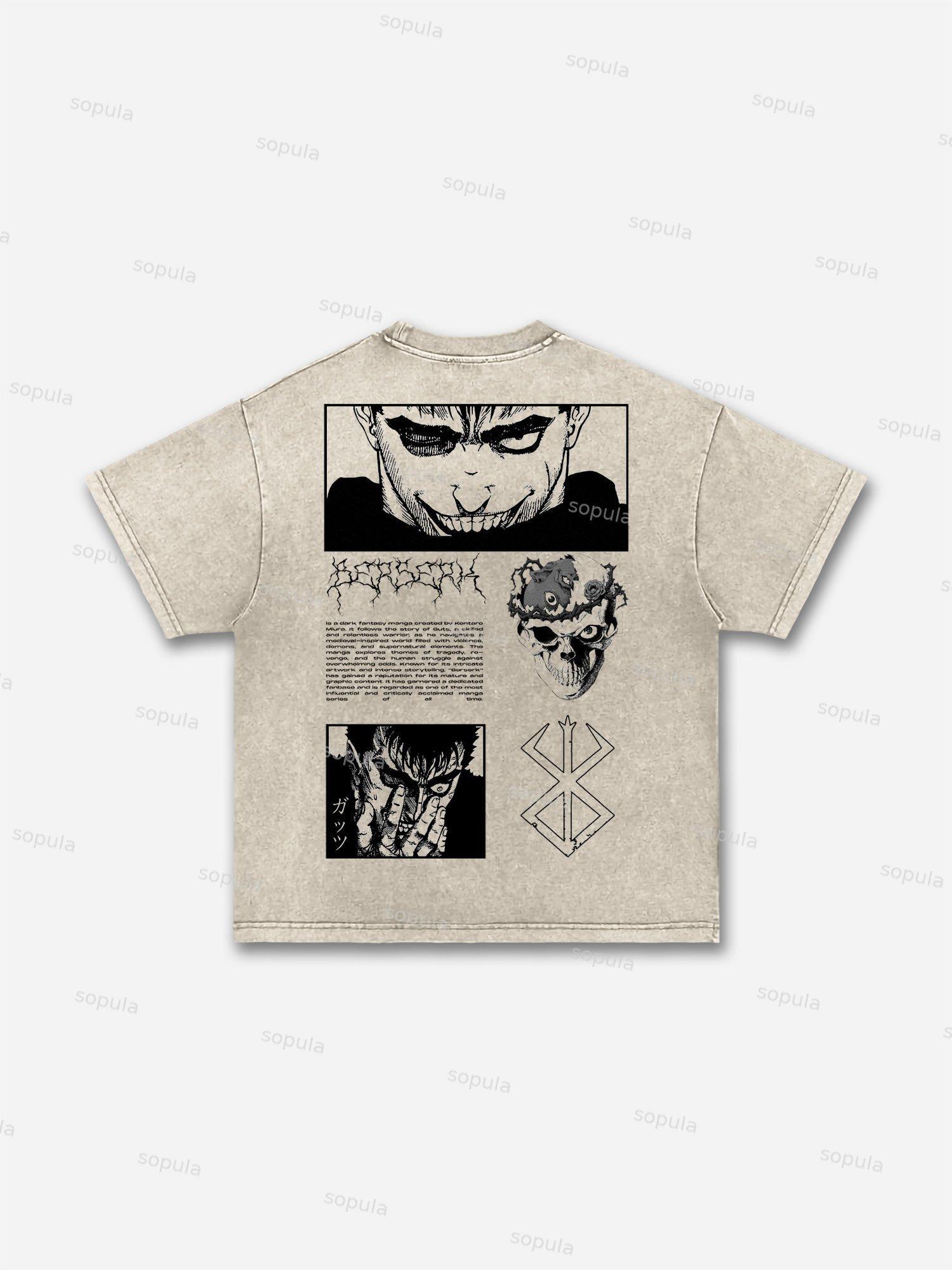 Berserk Manga Graphic Acid Wash T-shirt Product Image