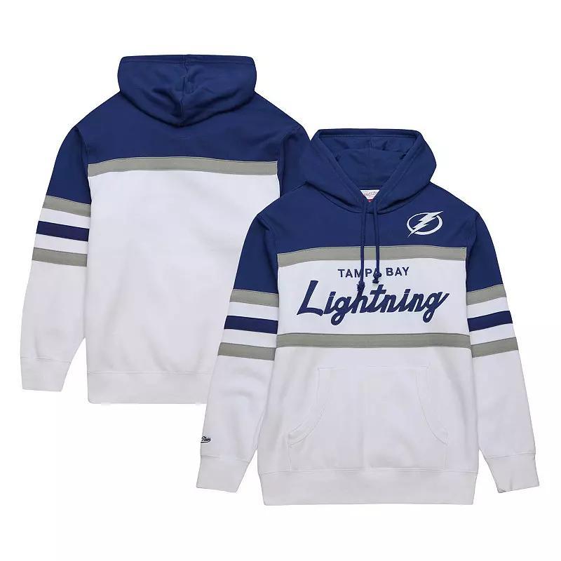 Men's Mitchell & Ness White/Blue Tampa Bay Lightning Head Coach Pullover Hoodie, Size: Large, Lgh White Product Image