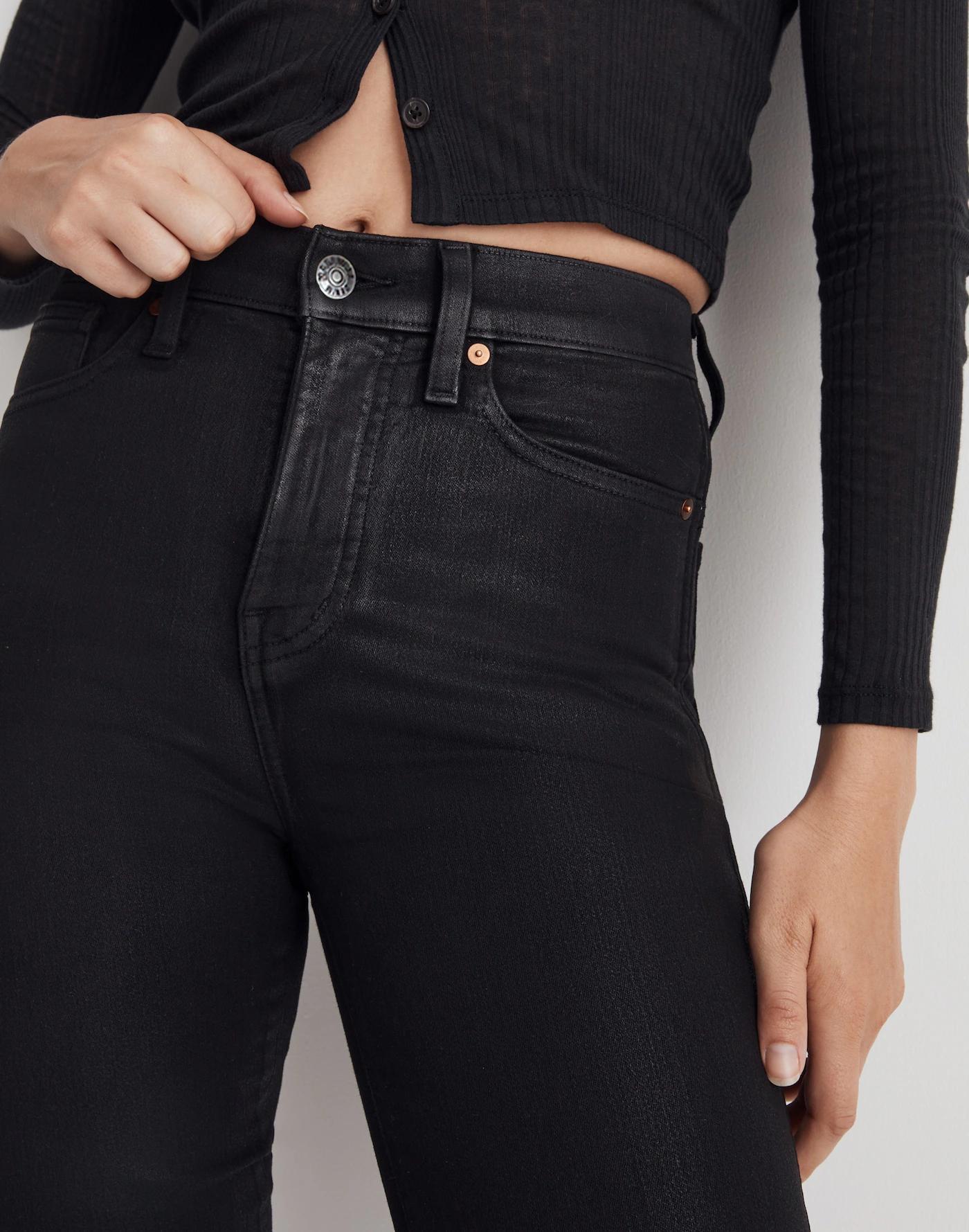 Stovepipe Jeans in True Black Wash: Coated Edition Product Image