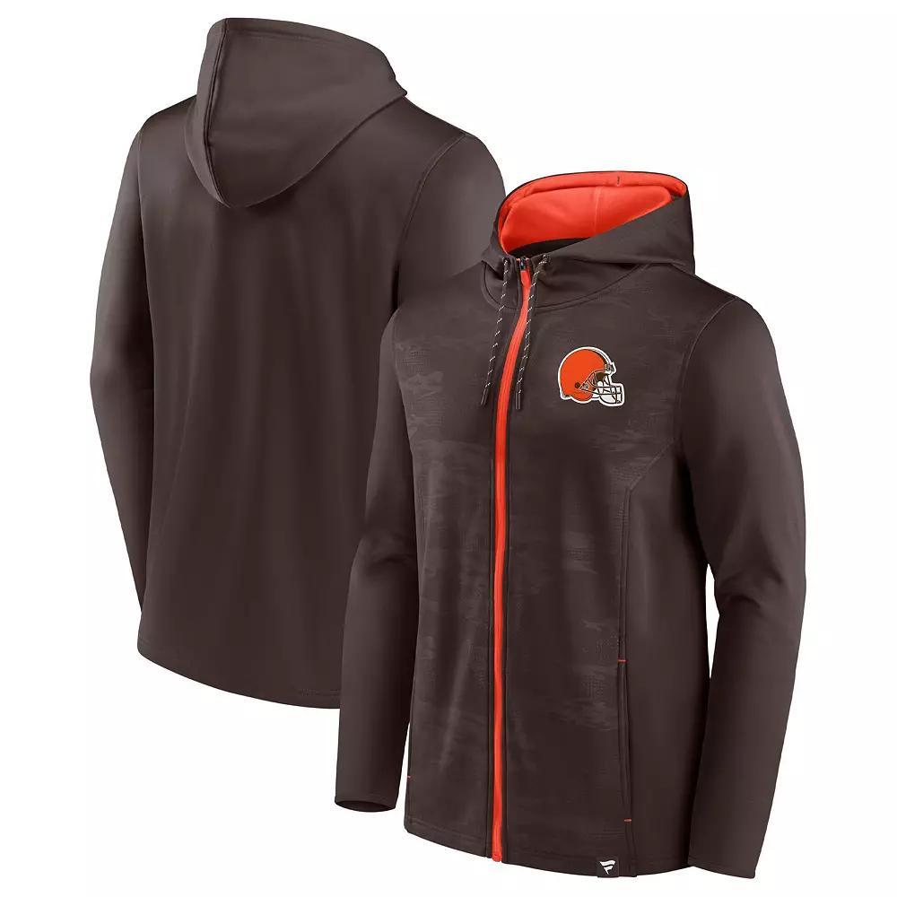 Men's Fanatics Branded Brown/Orange Cleveland Browns Ball Carrier Full-Zip Hoodie, Size: Small Product Image