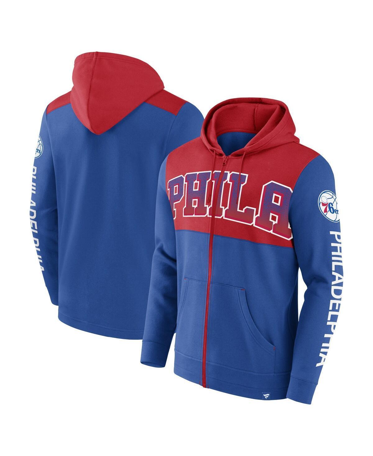 Men's Fanatics Branded Royal/Red Philadelphia 76ers Skyhook Colorblock Full-Zip Hoodie, Size: Small, 76r Blue Product Image