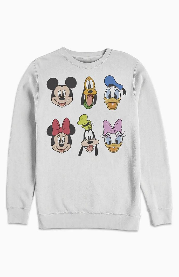 Disney's Mickey & Friends Men's Group Shot Heads Sweatshirt, Size: Medium, White Product Image