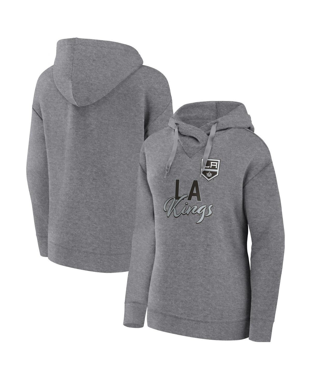 Women's Fanatics Branded Heather Gray Los Angeles Kings Script Favorite Pullover Hoodie, Size: Medium, Kgs Grey Product Image
