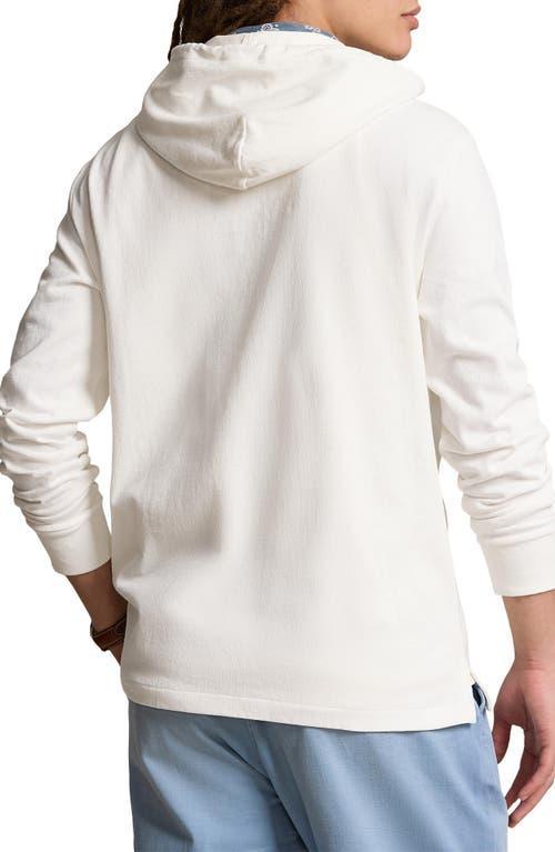Cotton Jersey Polo Bear Embroidered Rugby Hoodie In Deckwash White Bear Product Image