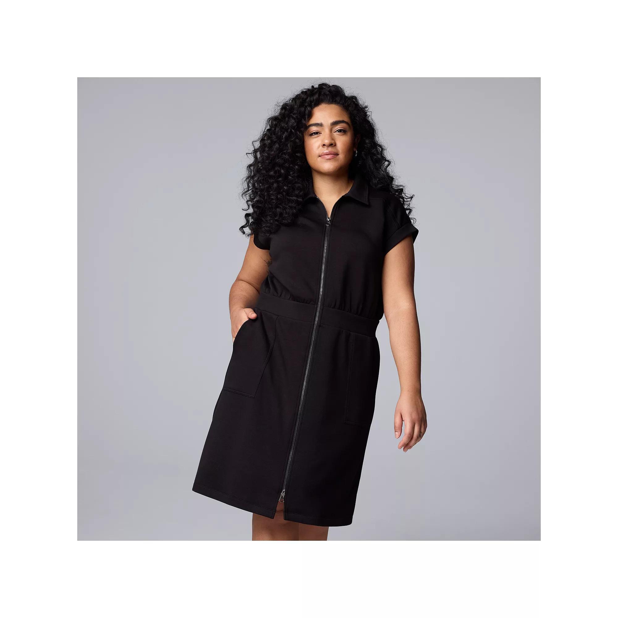 Plus Size Simply Vera Vera Wang Zip Front Midi Dress, Womens Product Image