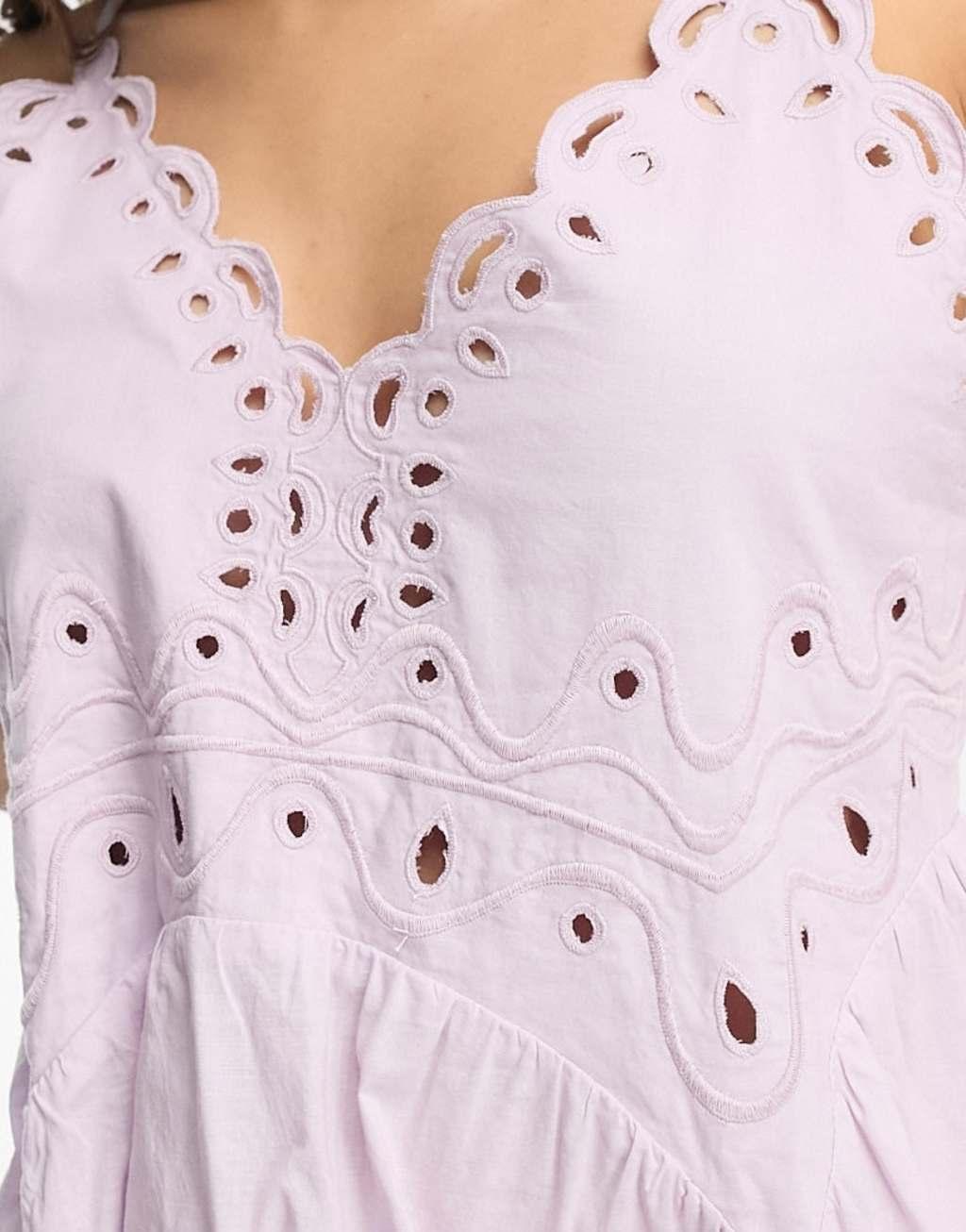 ASOS DESIGN Petite cutwork detail mini smock sundress Product Image