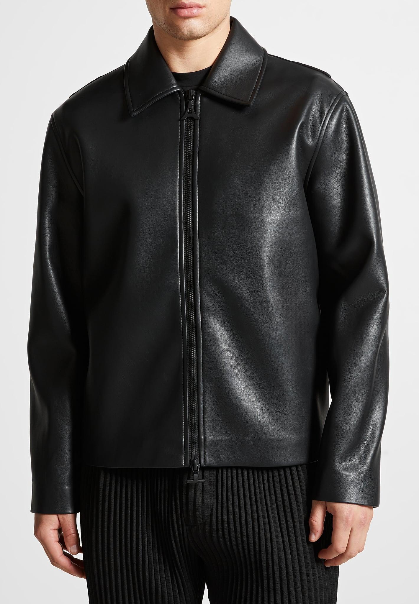 Leather Minimal Boxy Jacket - Black Male Product Image