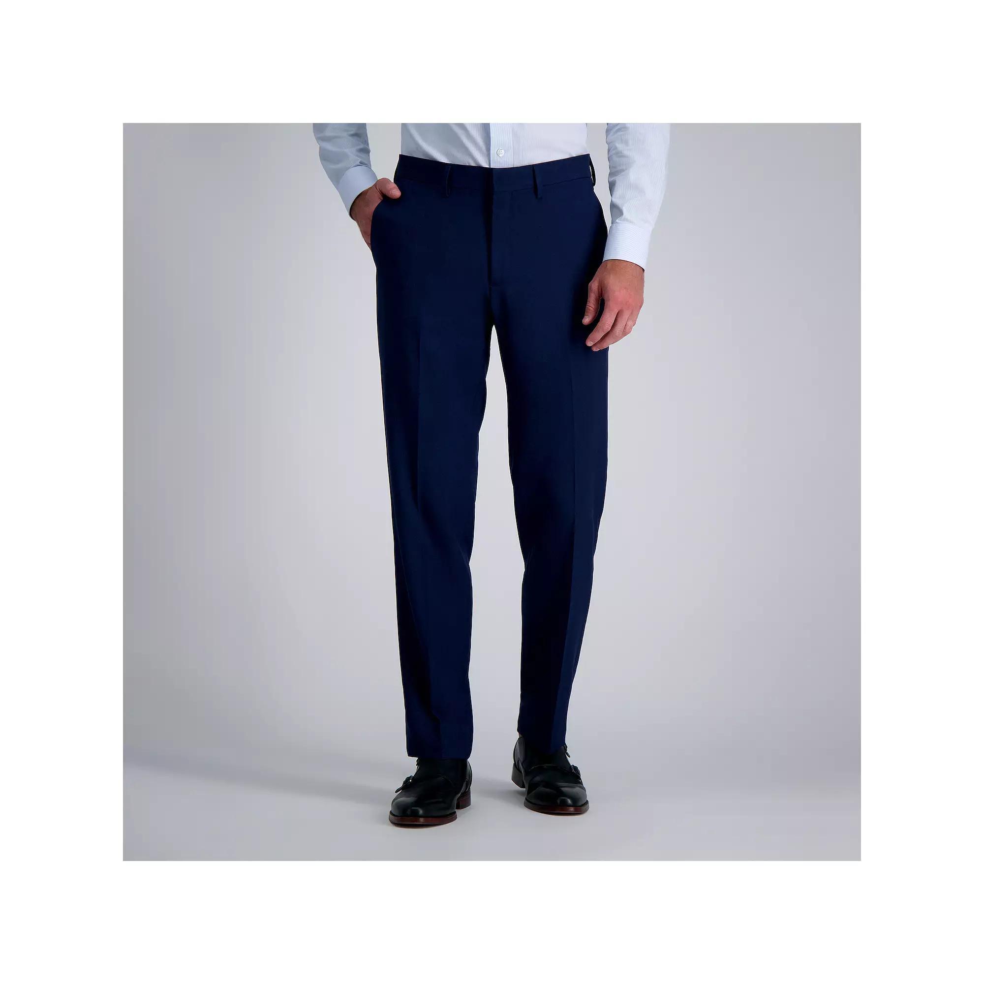 Mens Haggar Premium Comfort Straight-Fit Flat-Front Dress Pants Dark Blue Product Image