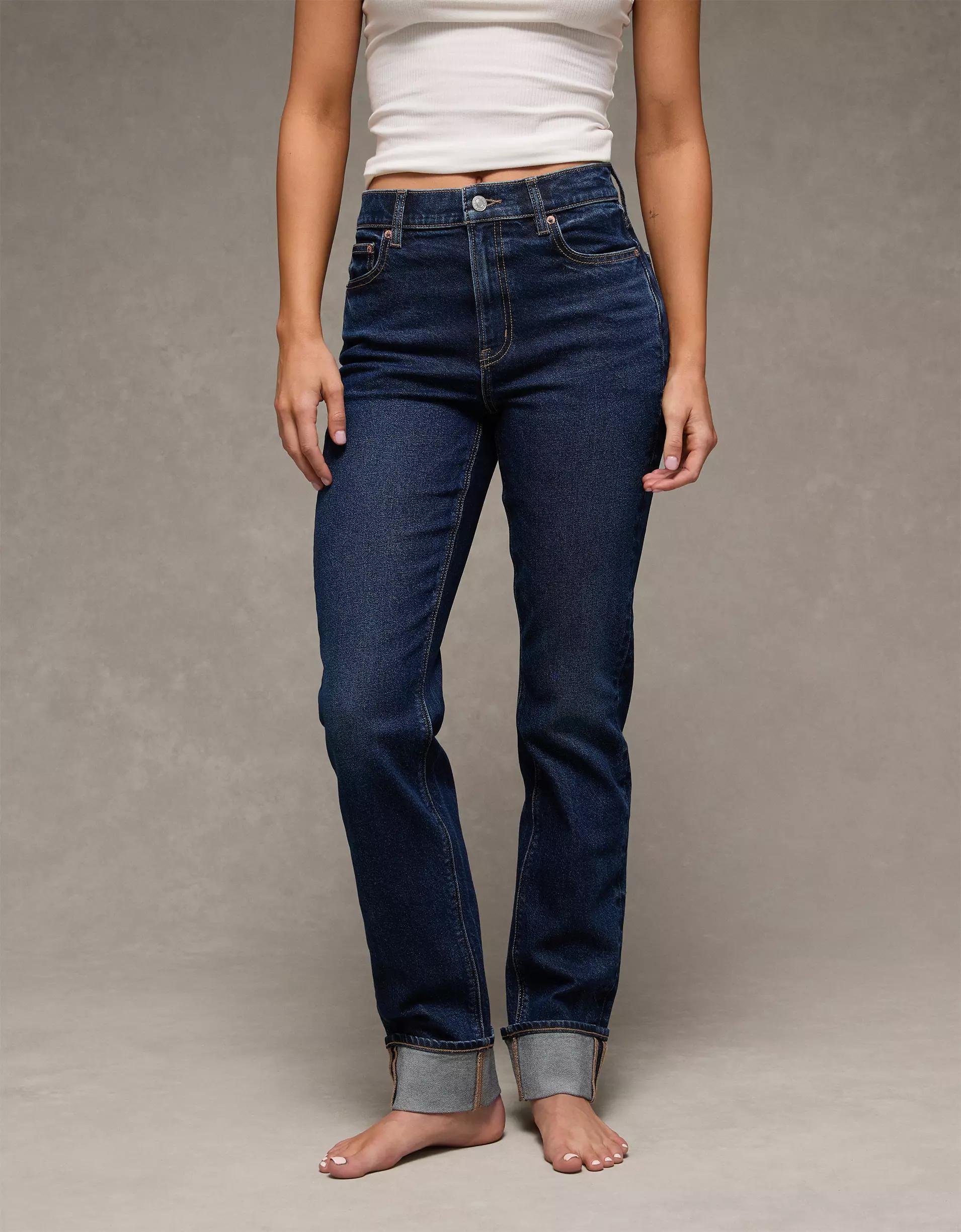 AE Stretch Super High-Waisted Straight Jean Product Image
