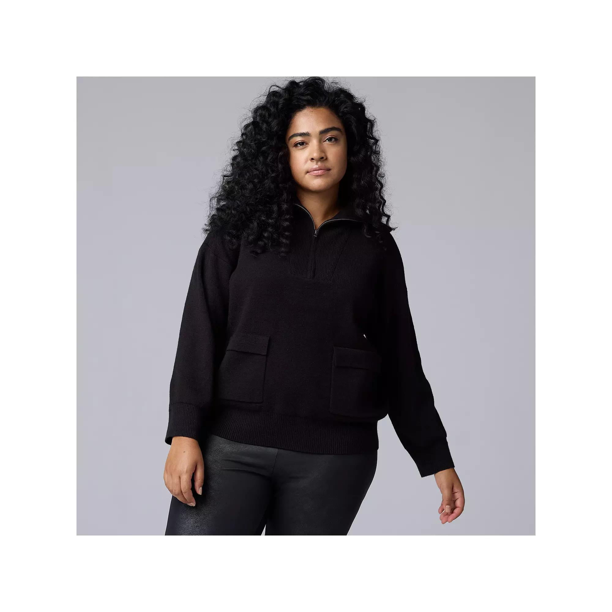 Plus Size Simply Vera Vera Wang Half Zip Pullover Sweater, Womens Product Image