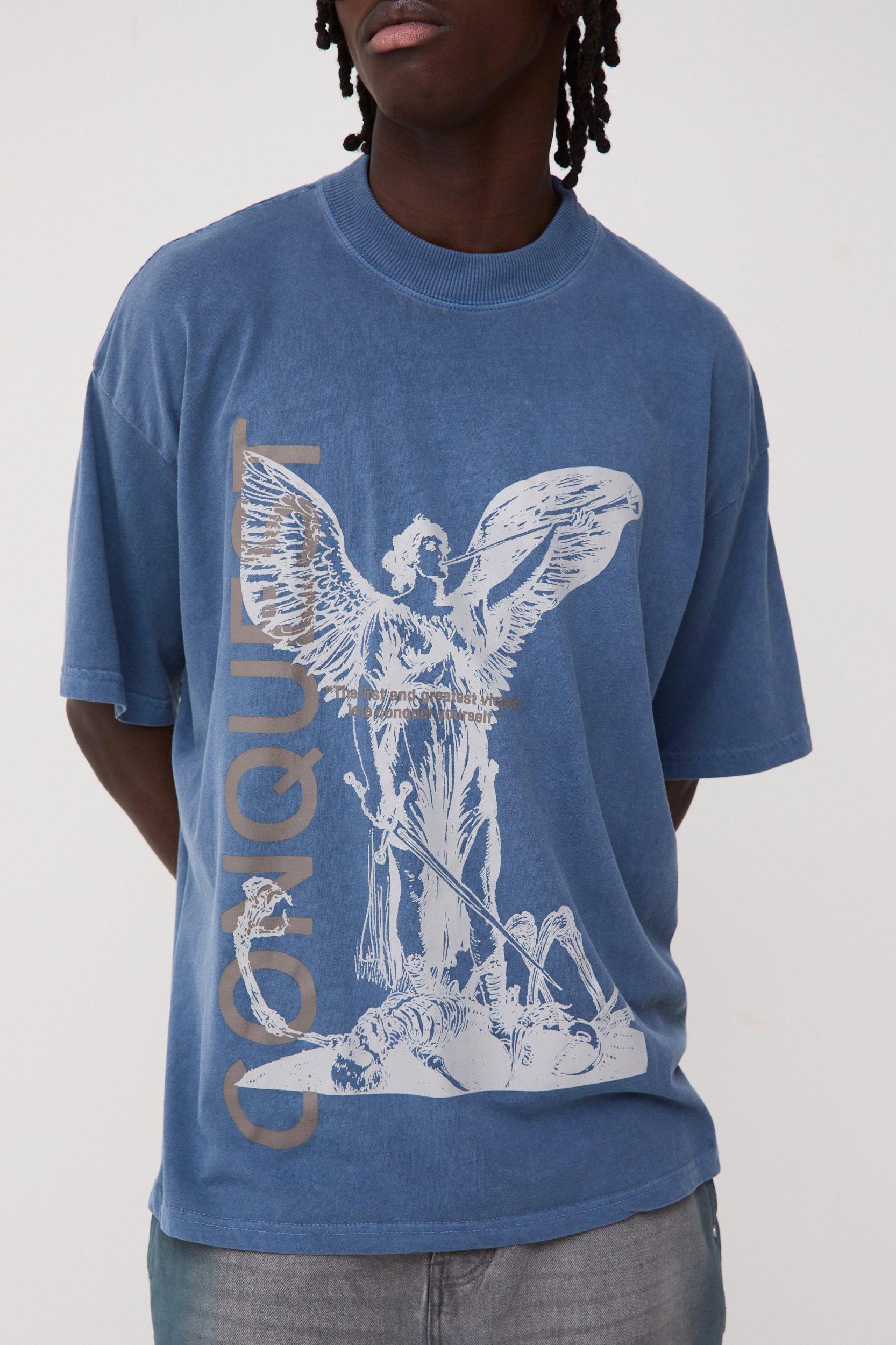 Oversized Heavy Conquest Renaissance T-shirt | boohooMAN USA Product Image