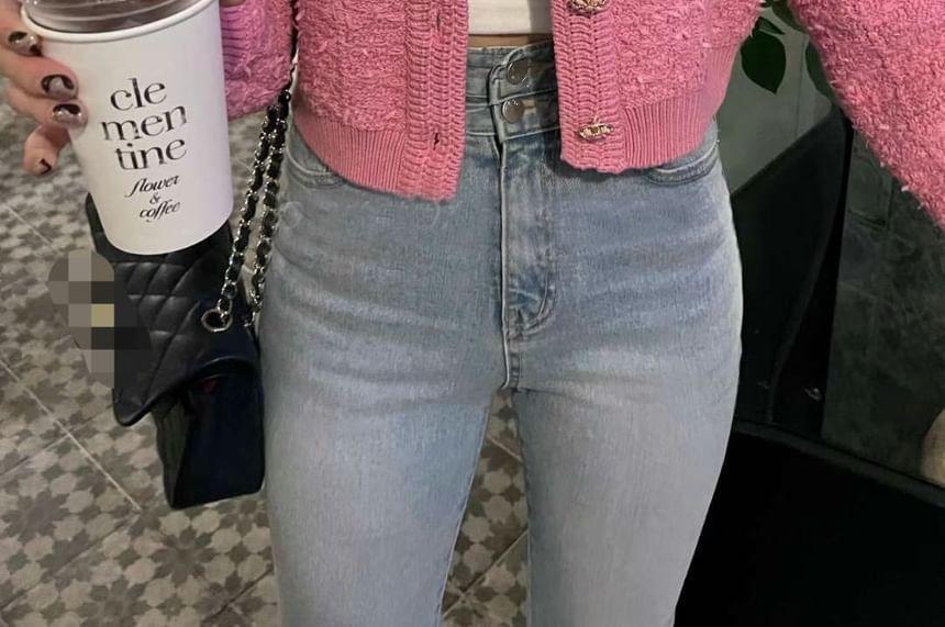 Crew Neck Plain Pocket Detail Cardigan Product Image