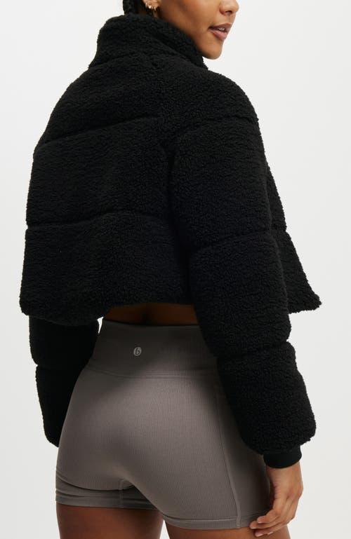 COTTON ON BODY Women's Active The Mother Puffer Cropped Soft Fleece Jacket in Black at Nordstrom, Size X-Large Product Image