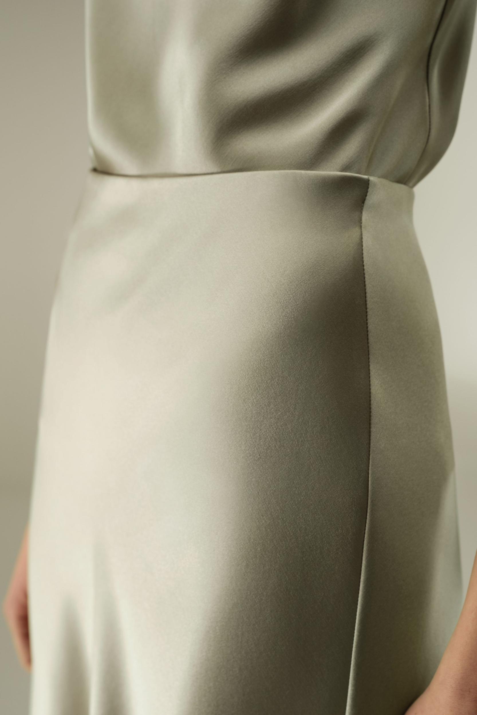 Double-Faced Silk Charmeuse Maxi Skirt Product Image