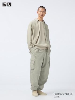 Mens Wide Parachute Cargo Pants Khaki XL UNIQLO US Product Image