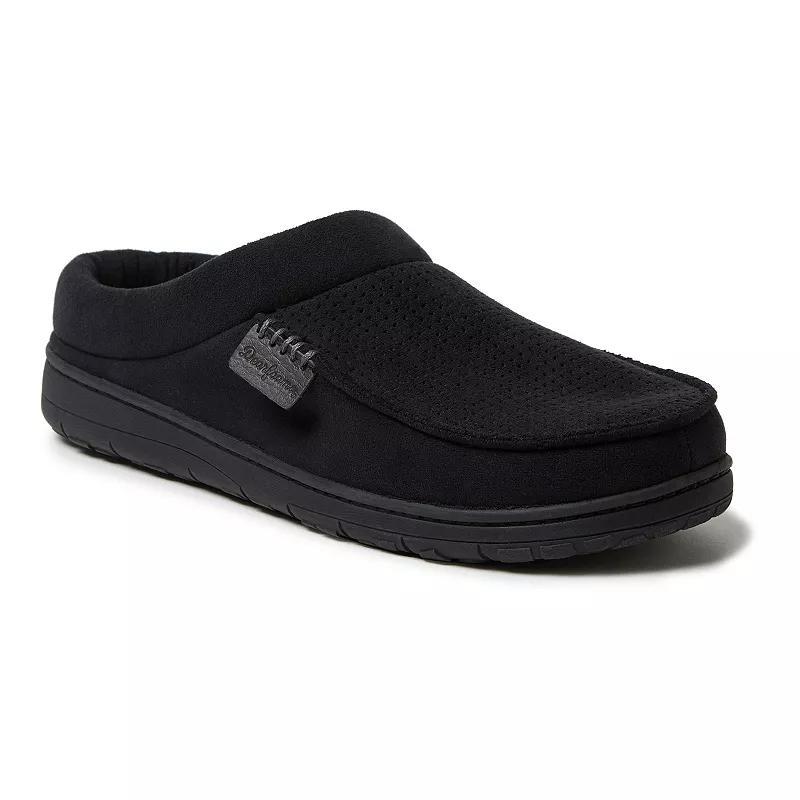 Men's Dearfoams Brendan Perforated Microsuede Clog Slipper, Size: Medium, Black Product Image