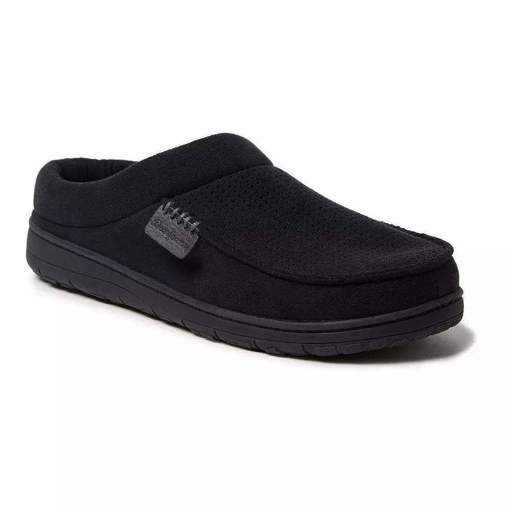 Men's Dearfoams Brendan Perforated Microsuede Clog Slipper, Size: Medium, Black Product Image