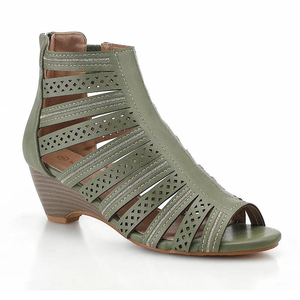 Henry Ferrera Sally Open Toe Women's Wedge Sandals, Size: 11, Green Product Image