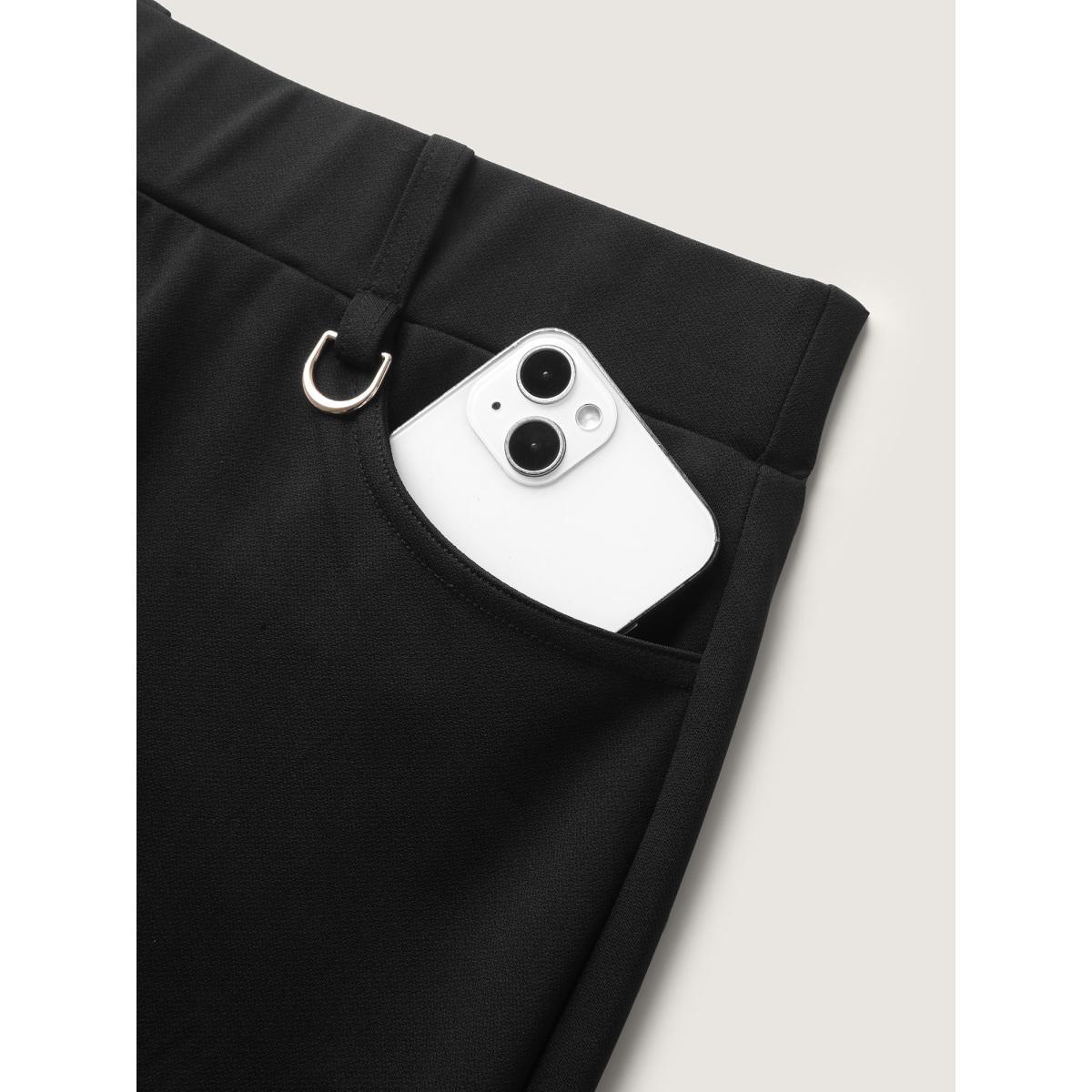 Plus Size Pull-On Solid Bootcut Pants Women Black Bodycon Mid Rise Work Pants BloomChic 30/6X Product Image
