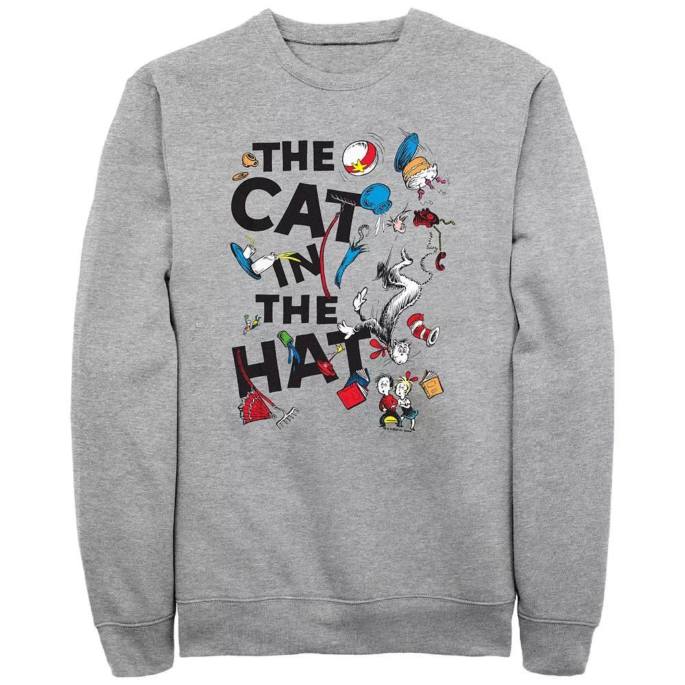Men's Dr. Seuss The Cat In The Hat Poster Graphic Fleece, Size: Large, Athletic Grey Product Image