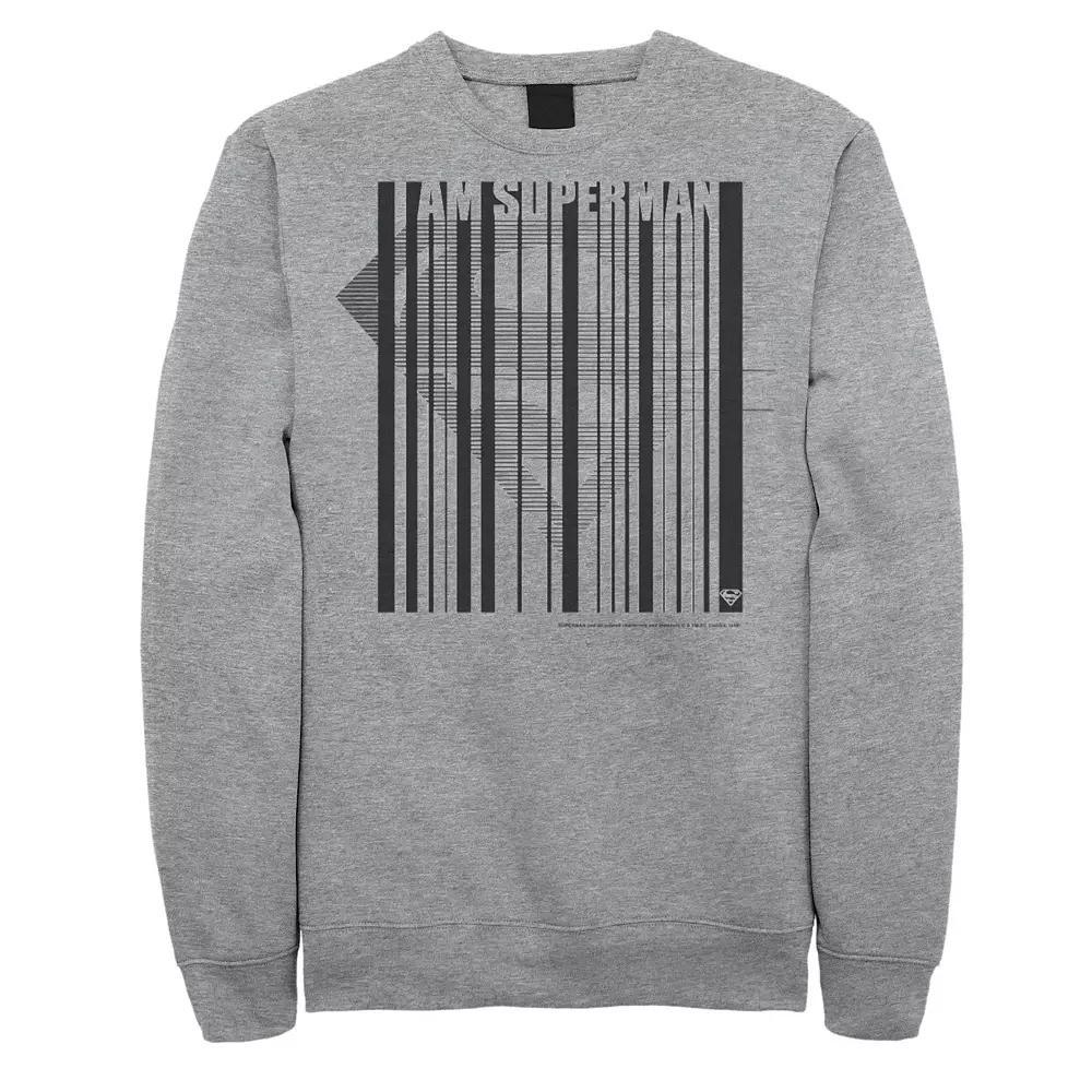 Men's DC Comics Superman Barcode Chest Logo Sweatshirt, Size: XL, Athletic Grey Product Image